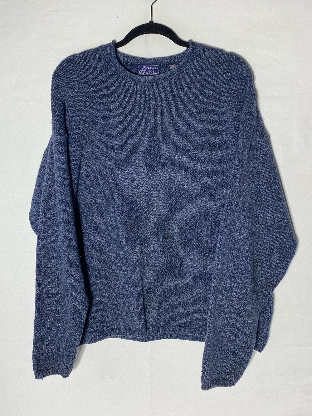 Vintage 90s Peconic Bay Traders Blue Cotton Blend Knit Sweater M Grunge Gorpcore